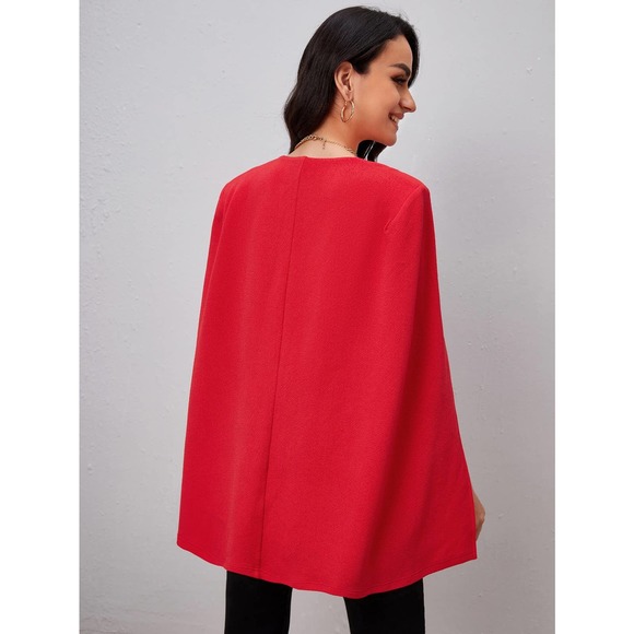 Solid Open Front Cloak Sleeve Blazer cape white - Picture 4 of 6